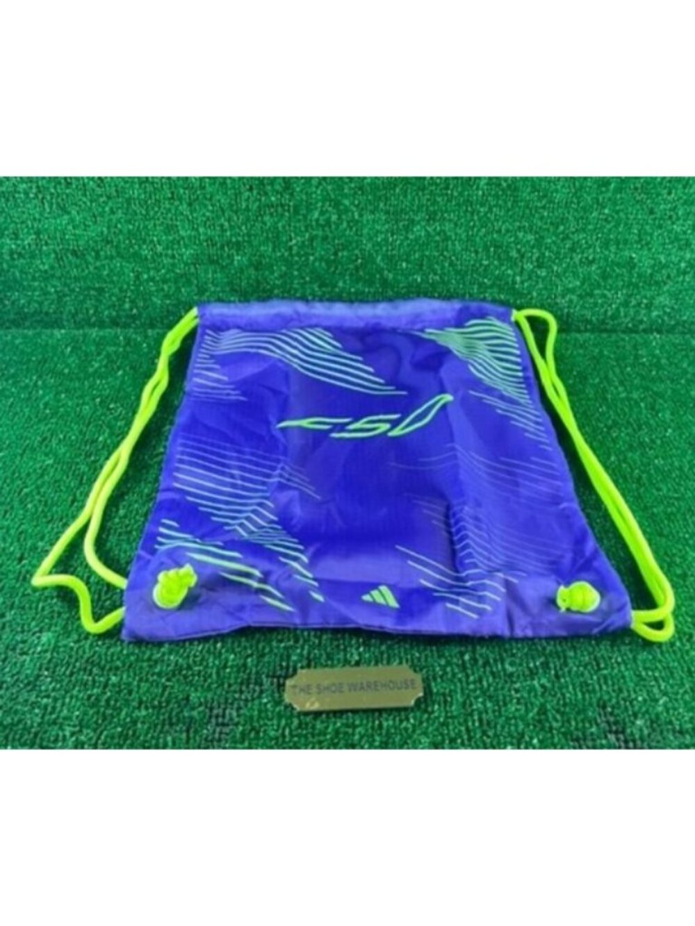 adidas F50 Purple Drawstring Gym Bag Zipper Pocket Adjustable Neon Yellow Strap